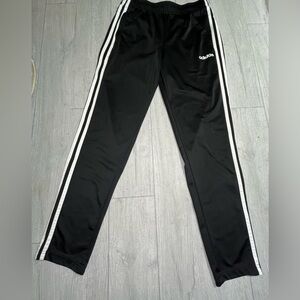 adidas Essentials 3-Stripe Tricot Tapered Pants Black/White size MEDIUM men